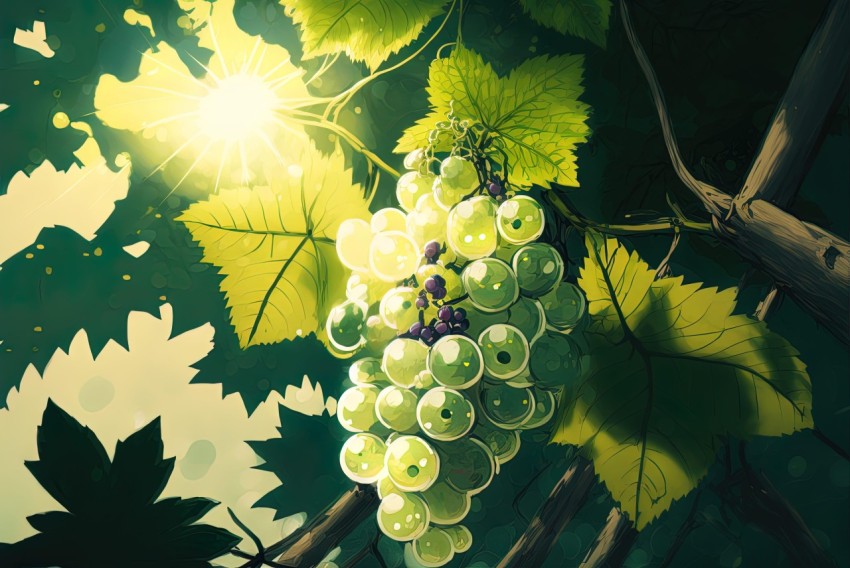 Vibrant Leaves and Grapes: Speedpainting Editorial Illustrations