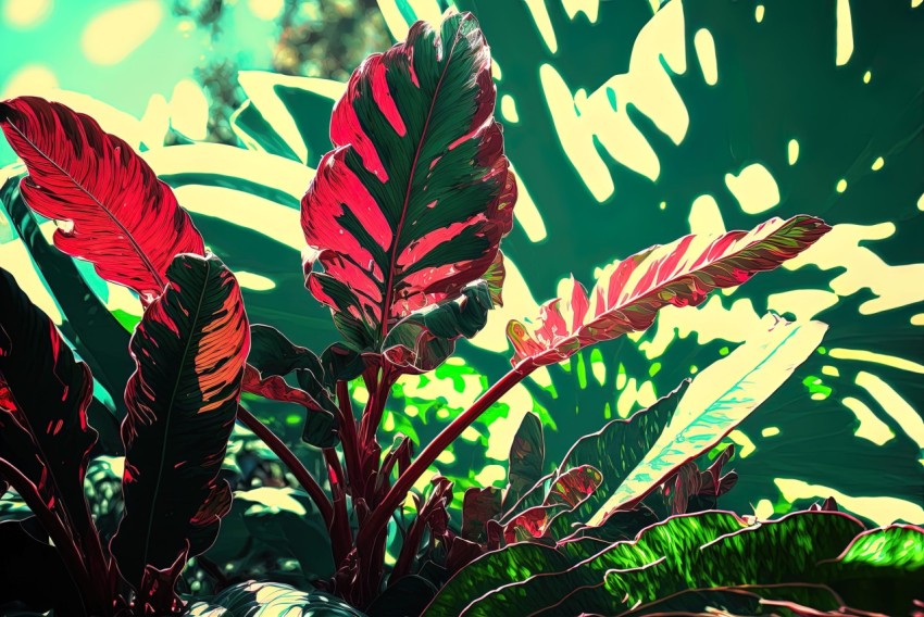 Colorful Plant in Retro Pop Art Style | Tropical Symbolism