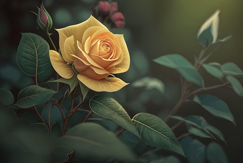 Yellow Rose with Detailed Character Design | Realistic Landscape Art