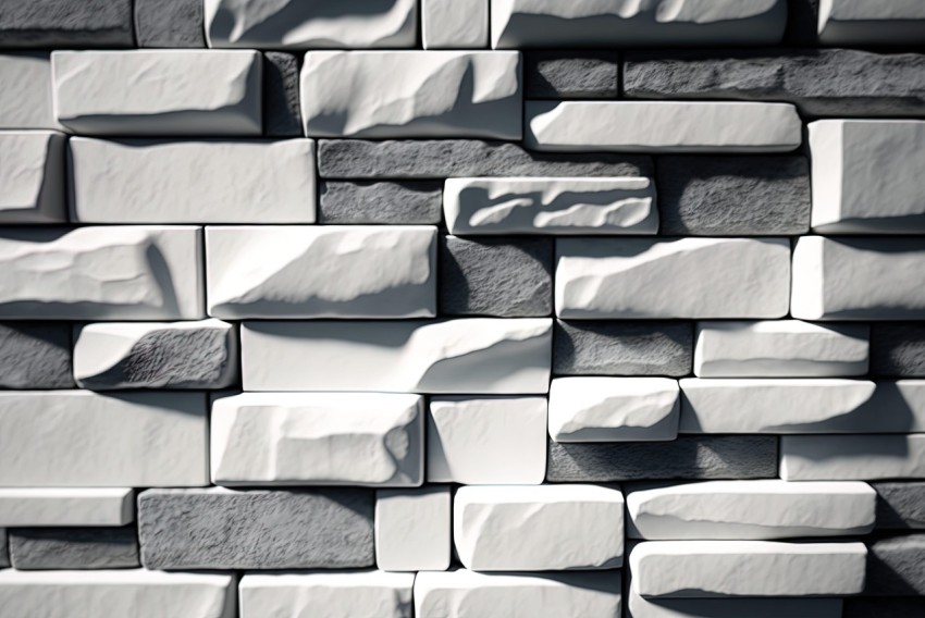 Abstract Grey Stone Wall with Playful Streamlined Forms