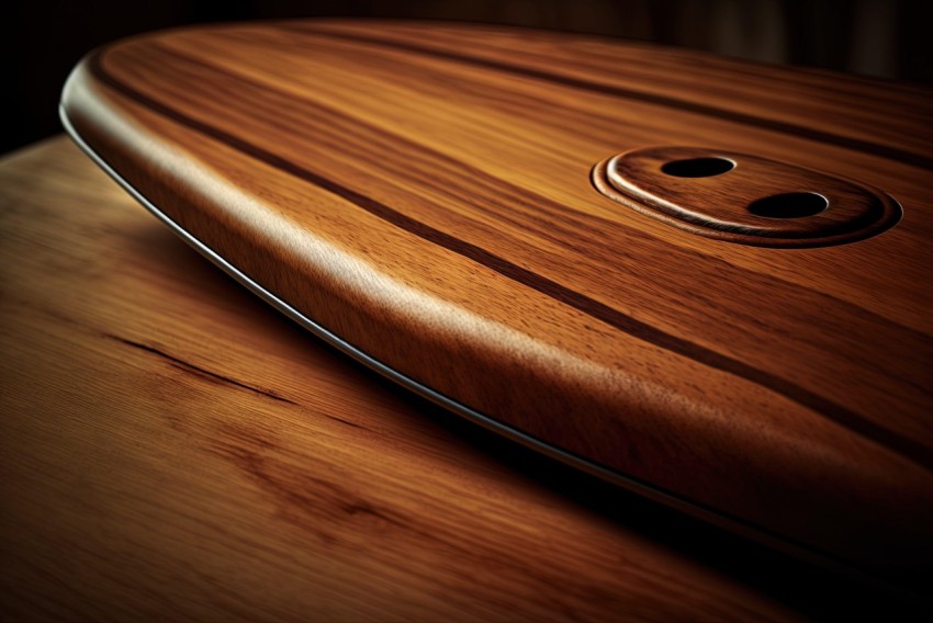 Wooden Surfboard with Button | Polished Craftsmanship
