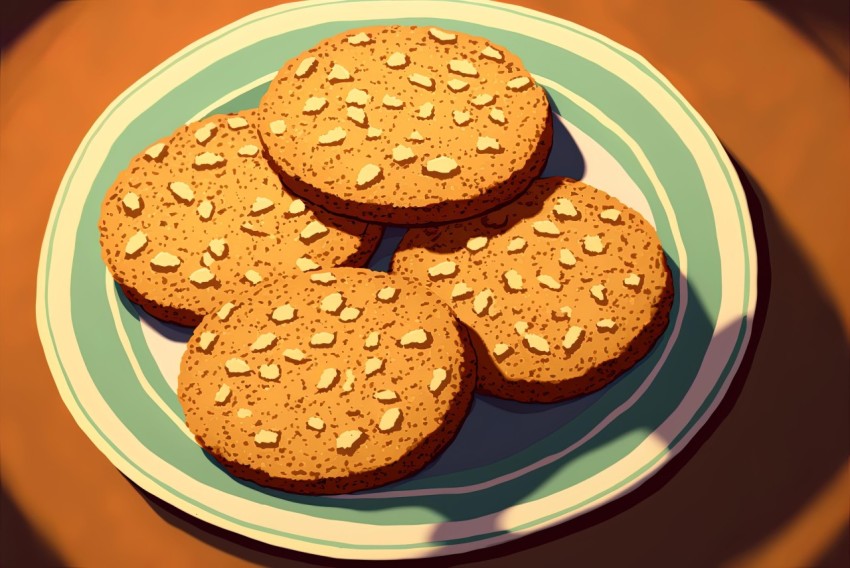 Delicious Cookies on a Plate - Artistic Illustration