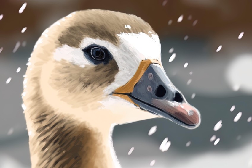 Expressive Goose Painting in Snow | Digital Illustration