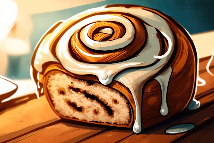 Delicious Cinnamon Bun Drawing | 2D Game Art | Detailed Backgrounds