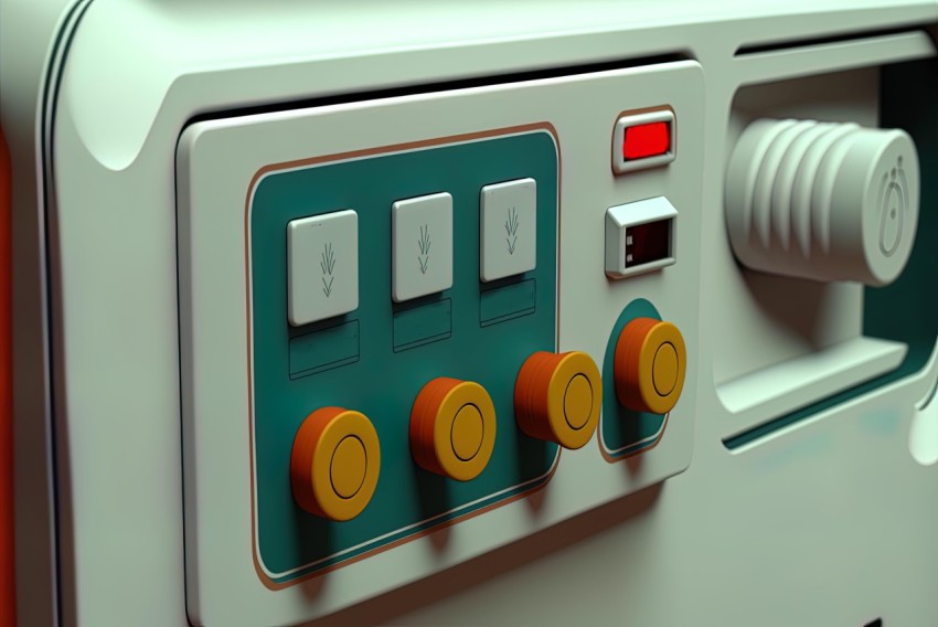 Whimsical Control Panel Buttons in Game | Teal and Amber Colors