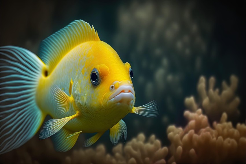 Intricate Yellow Fish Swimming in Turquoise Waters | Zbrush Artwork