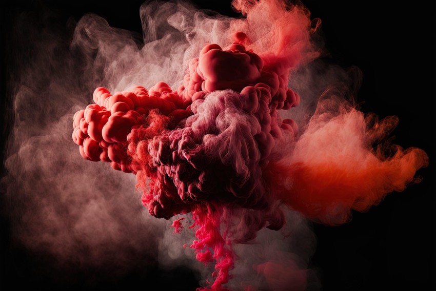 Baroque Smoke: Enchanting Composition of Red and Violet Color Smoke