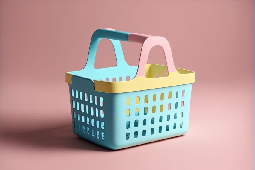 Colorful Shopping Basket with Handles | Hyper-Realistic Still Life