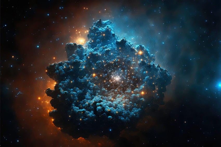 Ancient Star and Nebula in Ethereal Cloudscapes