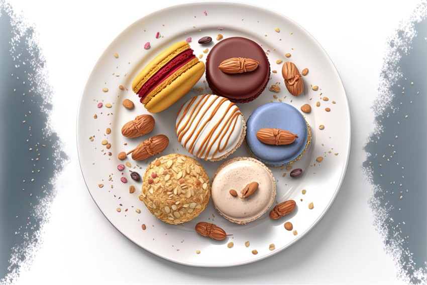 Exquisite Macarons on a White Plate | Photorealistic Rendering