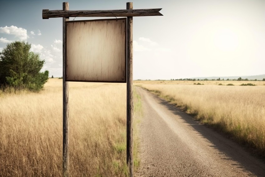 Abandoned Wooden Sign on a Dirt Road | Innovative Page Design