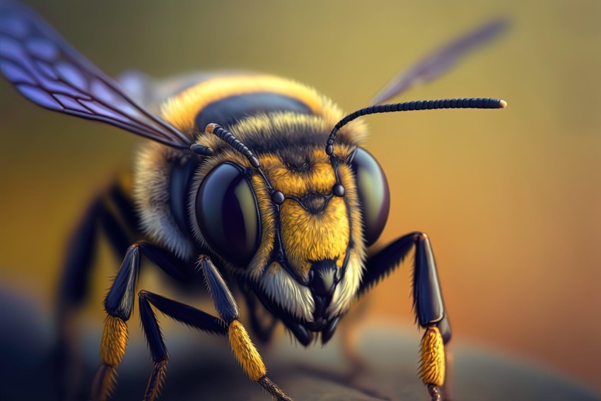 Vibrant Bee Art - Striking Yellow Stripes in Photo-Realistic Style