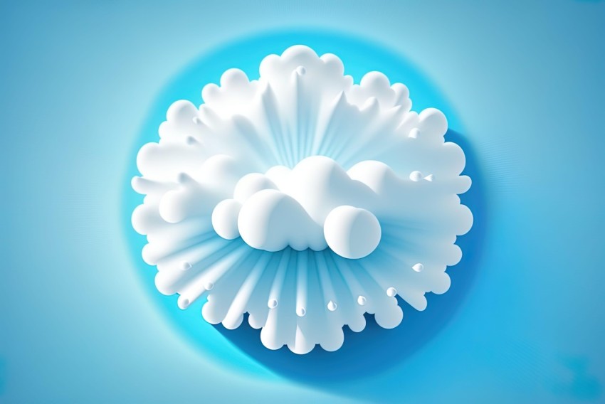 Abstract 3D Cloud Sculptures on Blue Background | Decor