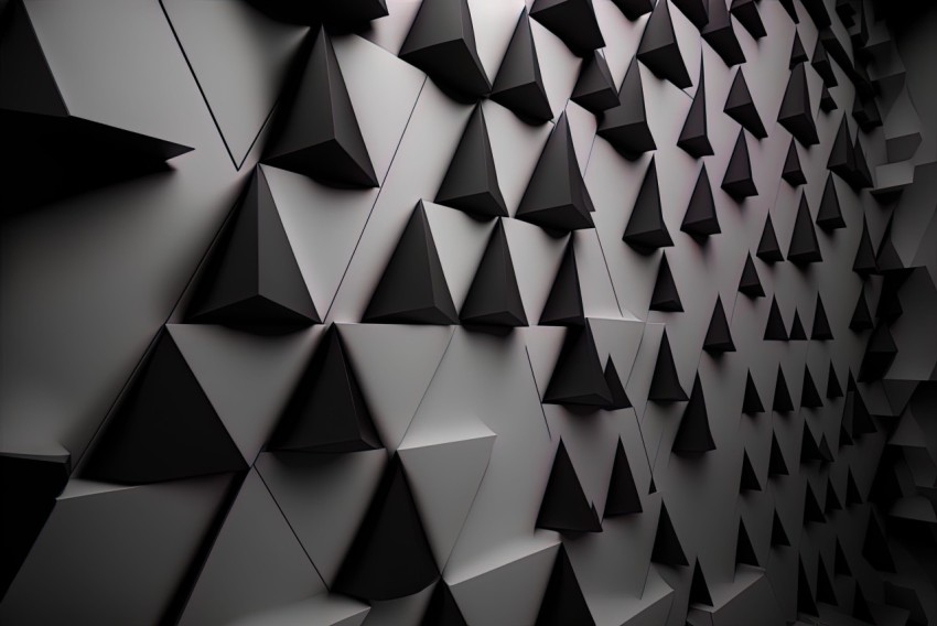 Black Triangular Panels Background - Abstract 3D Texture