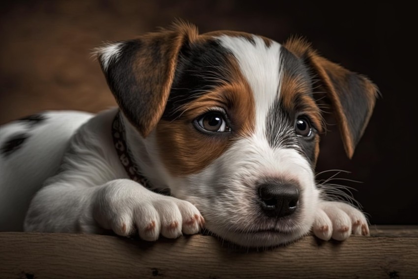 Small Brown and White Puppy on a Dark Background | Focus Stacking | Vibrant Portraiture
