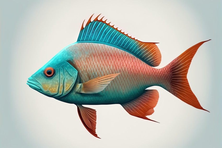 Blue and Orange Fish Illustration | Brushwork Exploration | Realistic Rendering