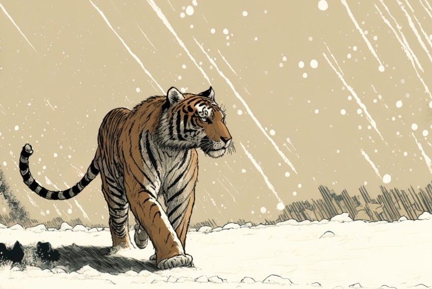 Snowwalking Tiger: A Graphic Novel Inspired Illustration
