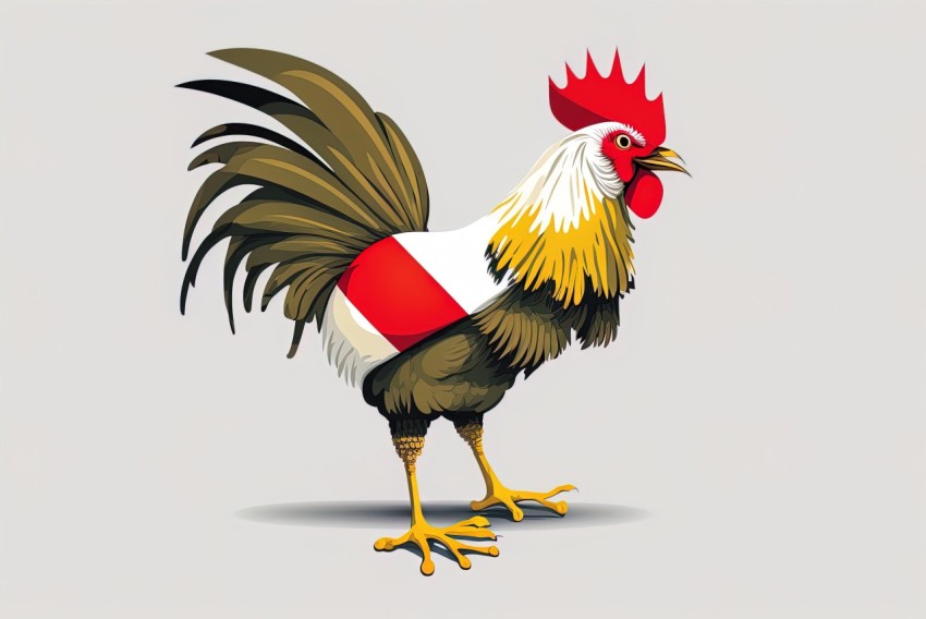 Rooster with Switzerland and Spain Flags | Concept Illustration