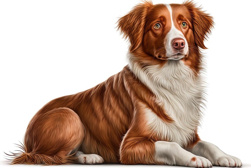 Realistic Illustration of a Red, White, and Brown Dog