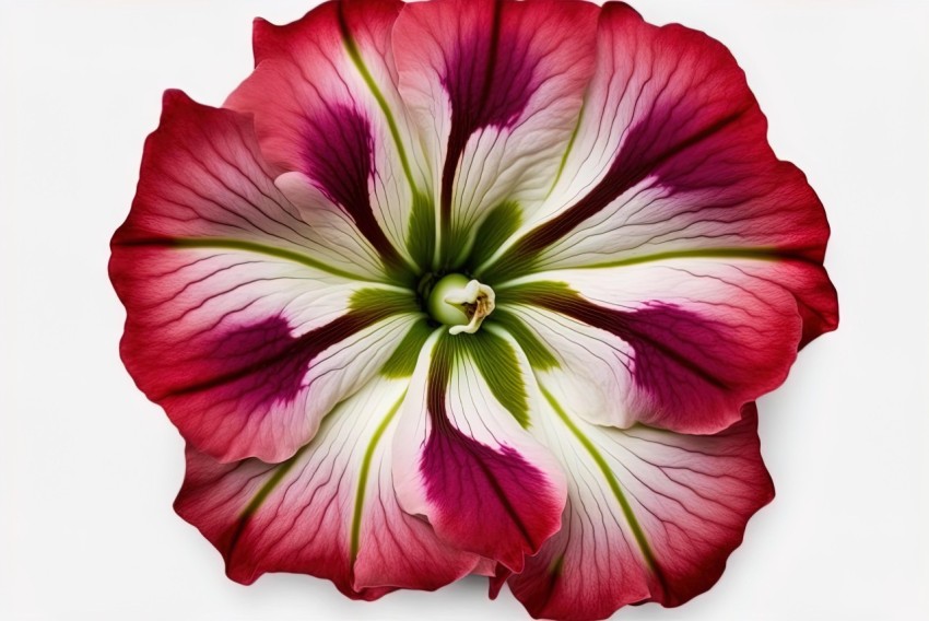 Stunning Red and Green Flower on White Background | Trompe-l'oeil Style