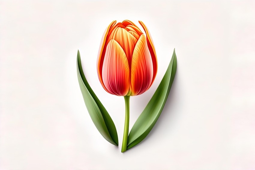 Artistic Illustration of a Vibrant Tulip on White Background