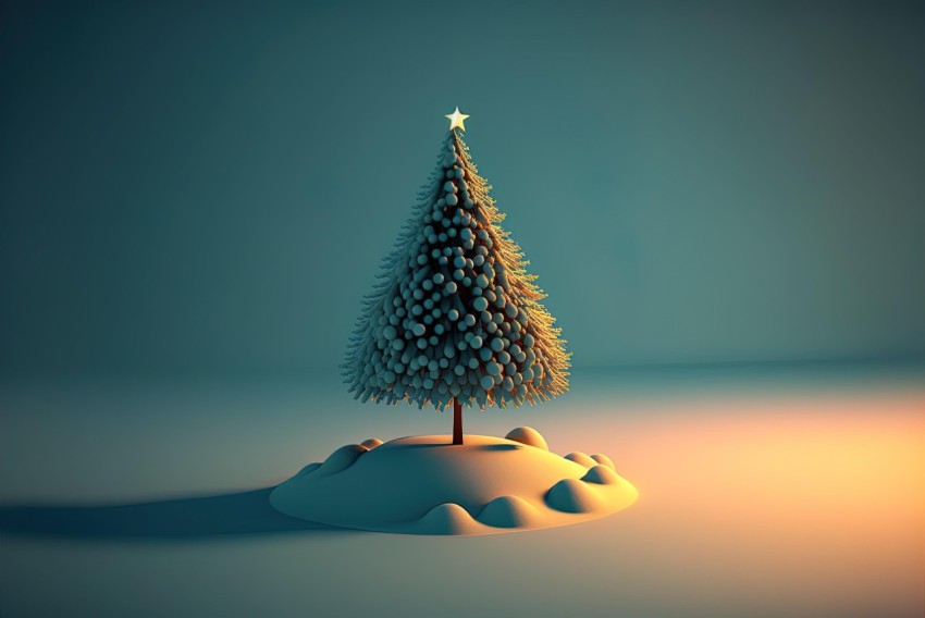 3D Christmas Tree Illustration | Ray Tracing | Minimalist Landscapes
