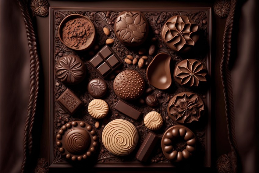 Chocolates in Brown Background - Zbrush Style