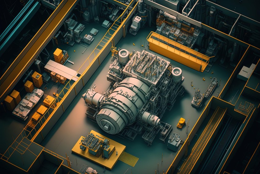 Realistic Hyper-Detailed 3D Graphic of Machine in Factory