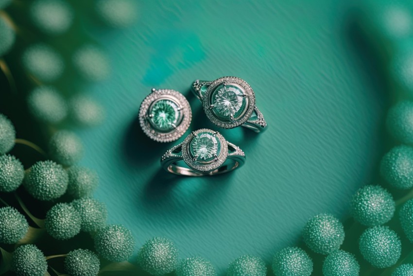 Green Colored Stone Rings in Dreamlike Style | Art