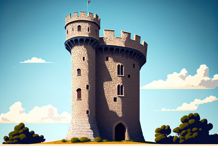 Old Castle with Grassy Side - Cartoon Realism and Realistic Rendering