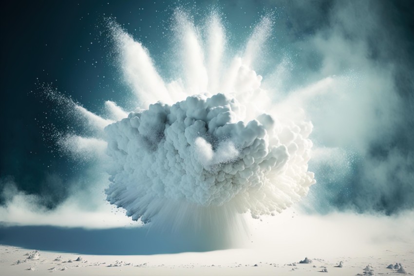 3D Explosion on Rock in a Snowy Field | Ethereal Cloudscapes