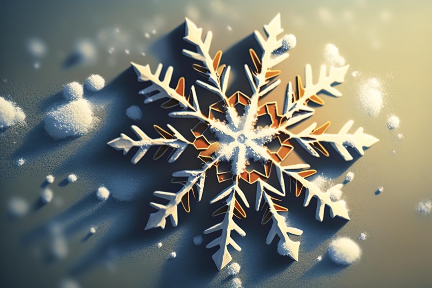 Dark White and Gold 3D Snowflake Graphic | Photobashing and Layered Imagery