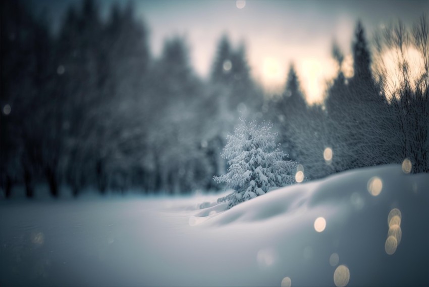 Romantic Winter Landscape with Snowy Forest Backgrounds