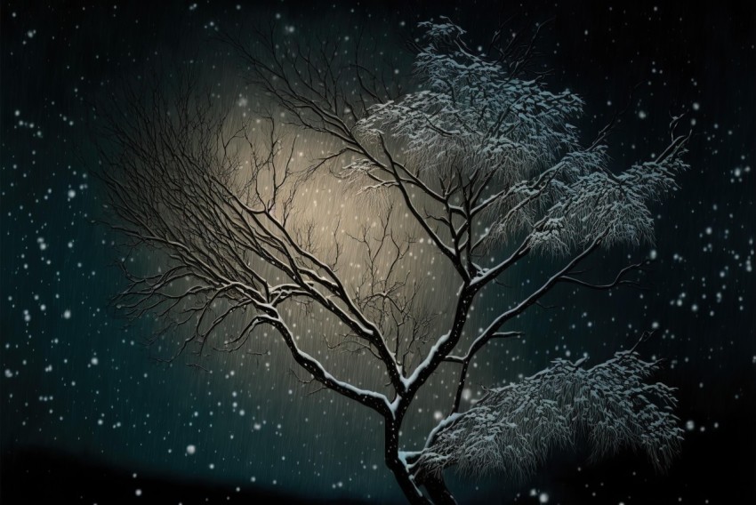 Winter Nights Tree - HD Wallpaper for Free