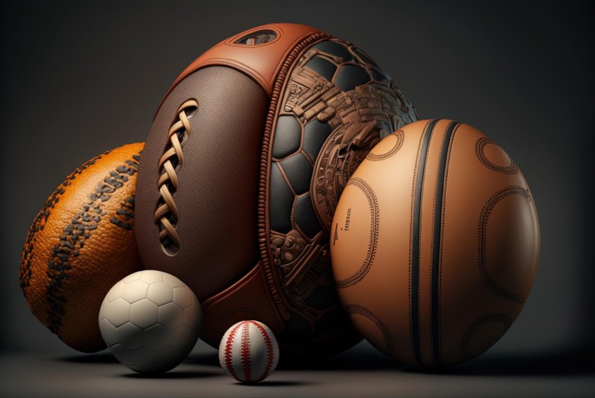 Sports Balls on Black Background | Photorealistic Still Life