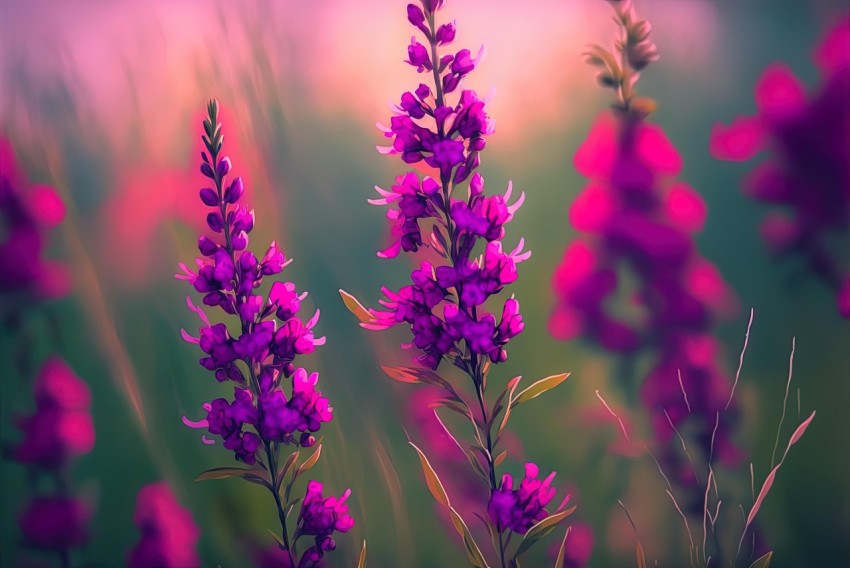 Purple Flowers at Sunset - Realistic Color Palette