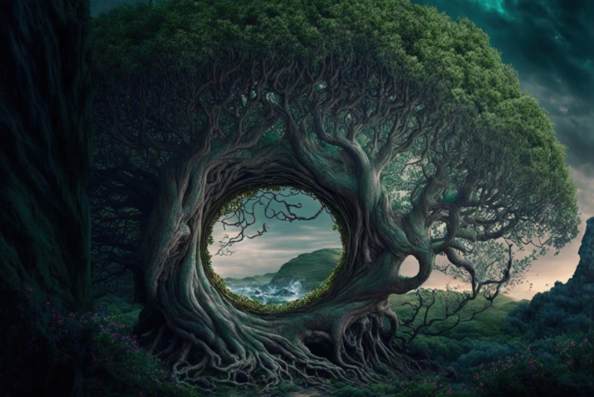 Dark Tree in Realistic Fantasy Artwork - Imaginative Landscape