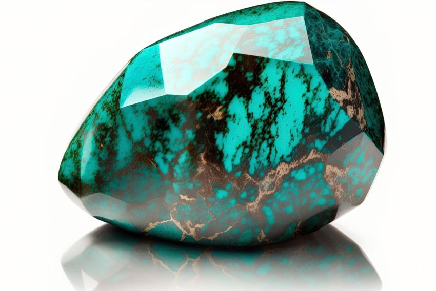 Turquoise Rock with Black Specks in Physically Based Rendering Style