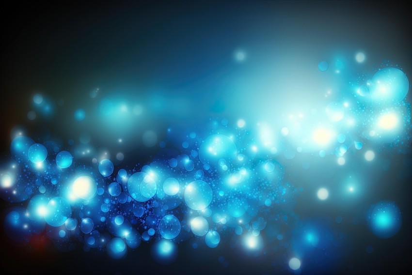 Blue Lights and Bubbles Polka - Dreamlike Abstract Background