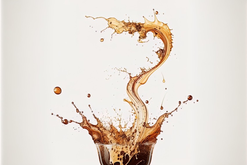 Abstract Coffee Splash on White Background