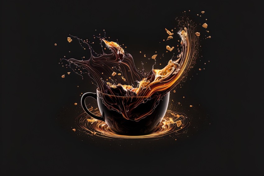 Surrealistic Coffee on Black Background | Explosive Wildlife | UHD Image