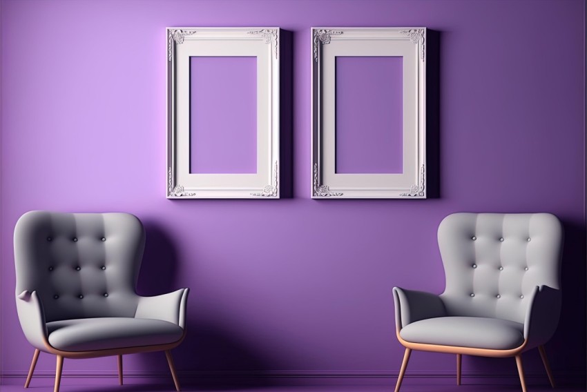 Unique Framing: Chairs on Purple Wall | Monochromatic Color Scheme