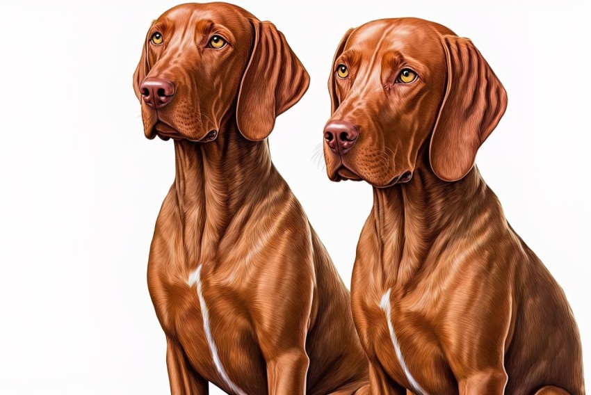 Realistic Portraits of Two Brown Dogs | Gouache Illustrations