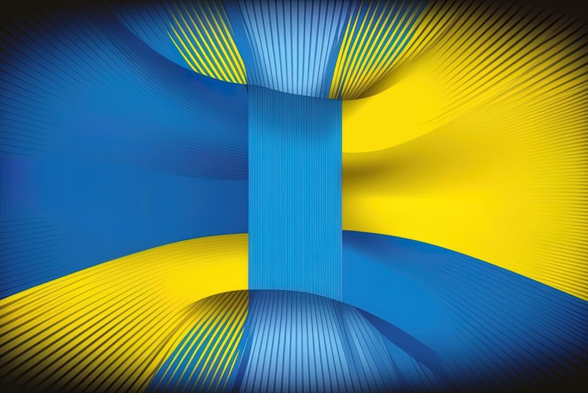 Abstract Swedish Flag: Colorful Layered Forms, Vibrant Stage Backdrops