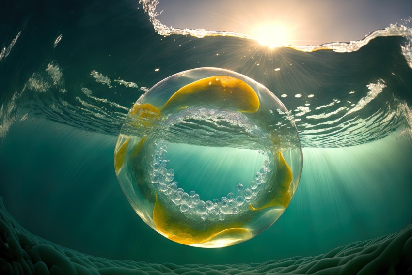 Yellow Bubble Underwater Photo - Surreal Seascapes - Zen-inspired