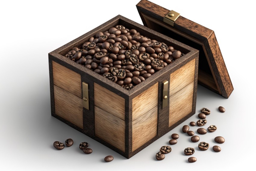 Wooden Chest of Coffee Beans: ZBrush-inspired Photorealistic Renderings
