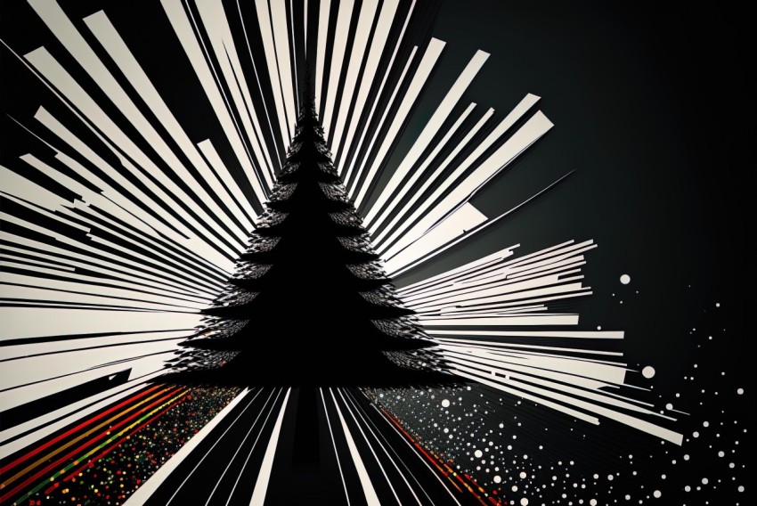 Abstract Christmas Tree on Hyperspace Noir Background