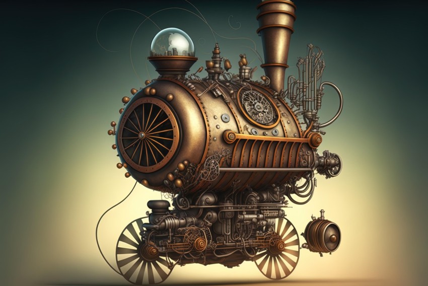 Elaborate Steam Locomotive Design with Fantasy Art Details