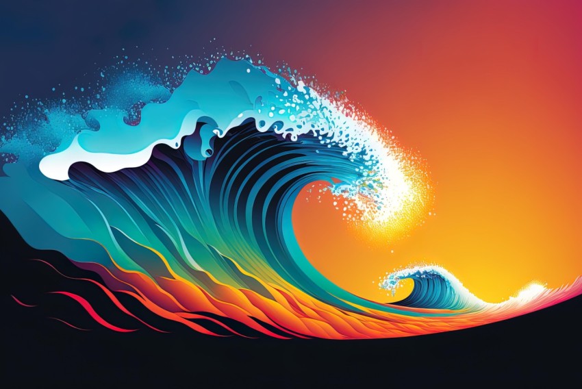 Colorful Ocean Wave Illustration | Realistic Usage of Light and Color