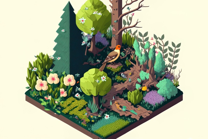 Isometric Voxel Art: A Beautiful Outdoor Illustration